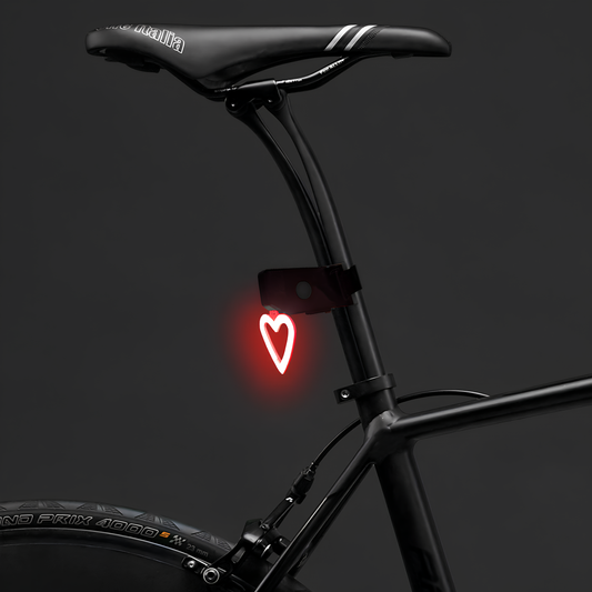 Heart-Shaped LED Bike Tail Light - Waterproof, Rechargeable Safety Light