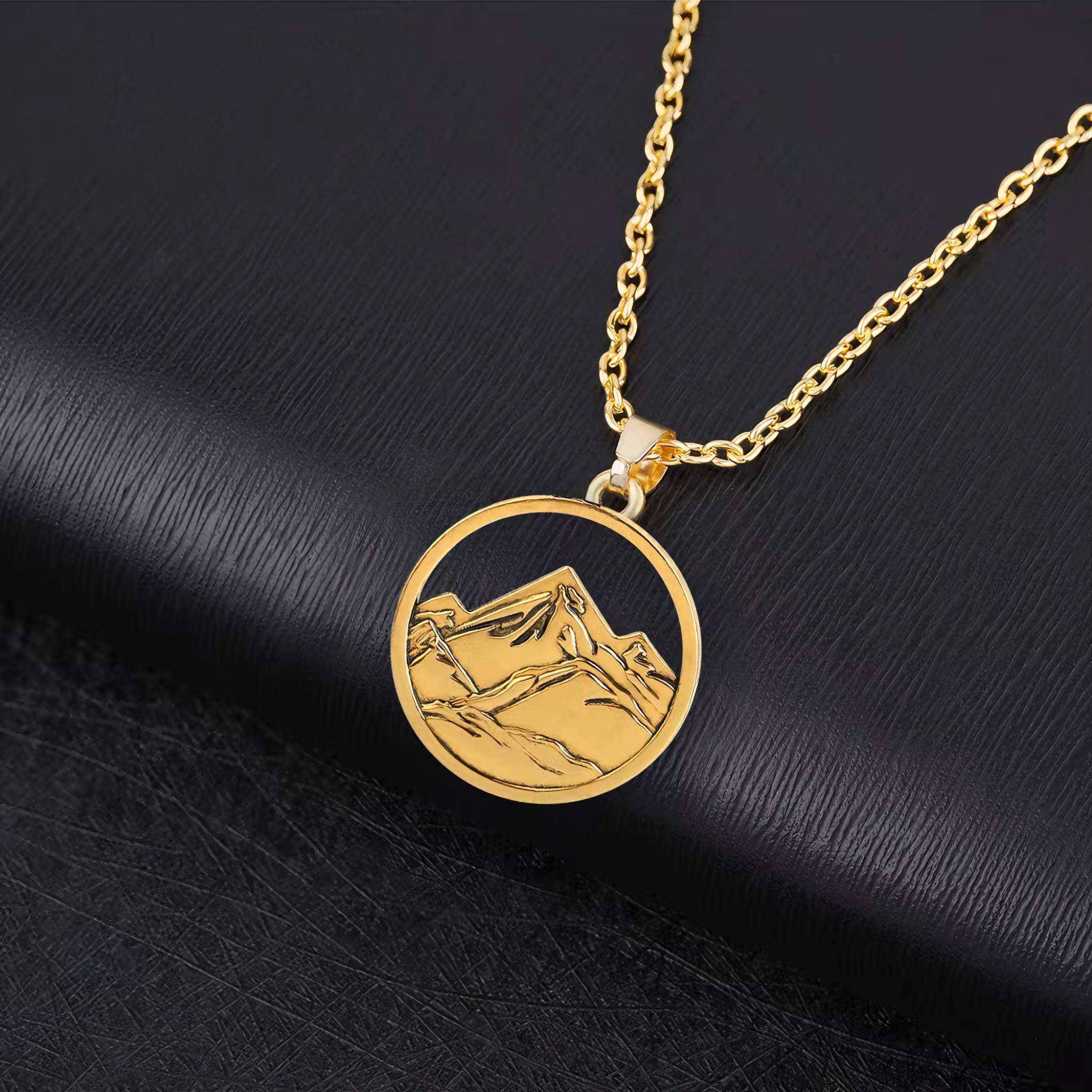SummitGleam Mountain Pendant Necklace – Gold-Tone