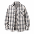 Ridgepine gray and taupe plaid long-sleeve shirt, front view with chest pocket