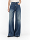 FSLE washed-blue wide-leg jeans, full-length front view