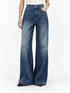 FSLE washed-blue wide-leg jeans, full-length front view