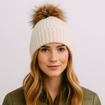 FrostPeak Knit Beanie with Detachable Faux-Fur Pom – Women’s