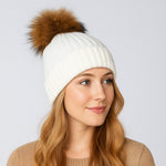 FrostPeak Knit Beanie with Detachable Faux-Fur Pom – Women’s