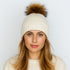 FrostPeak Knit Beanie with Detachable Faux-Fur Pom – Women’s