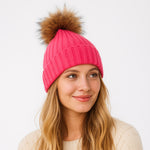 FrostPeak Knit Beanie with Detachable Faux-Fur Pom – Women’s