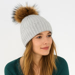 FrostPeak Knit Beanie with Detachable Faux-Fur Pom – Women’s