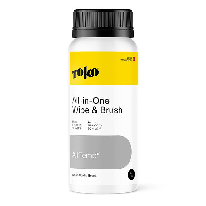 Toko all-in-one wipe and brush all-temperature ski wax 250 ml