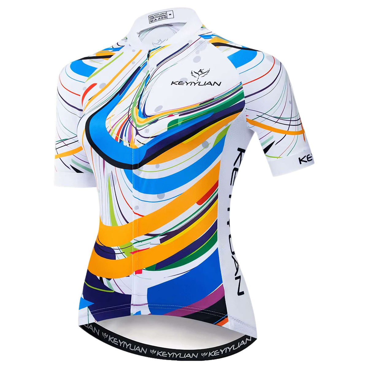 Keyiyuan Velocity Surge women's White Multi-Swirl cycling jersey
