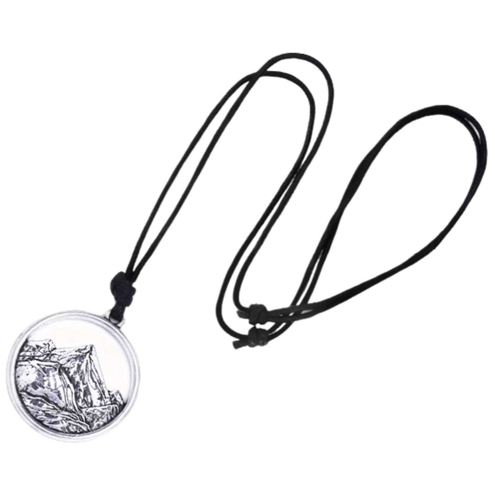 PeakLine Embossed Mountain Pendant Necklace – Silver-Tone