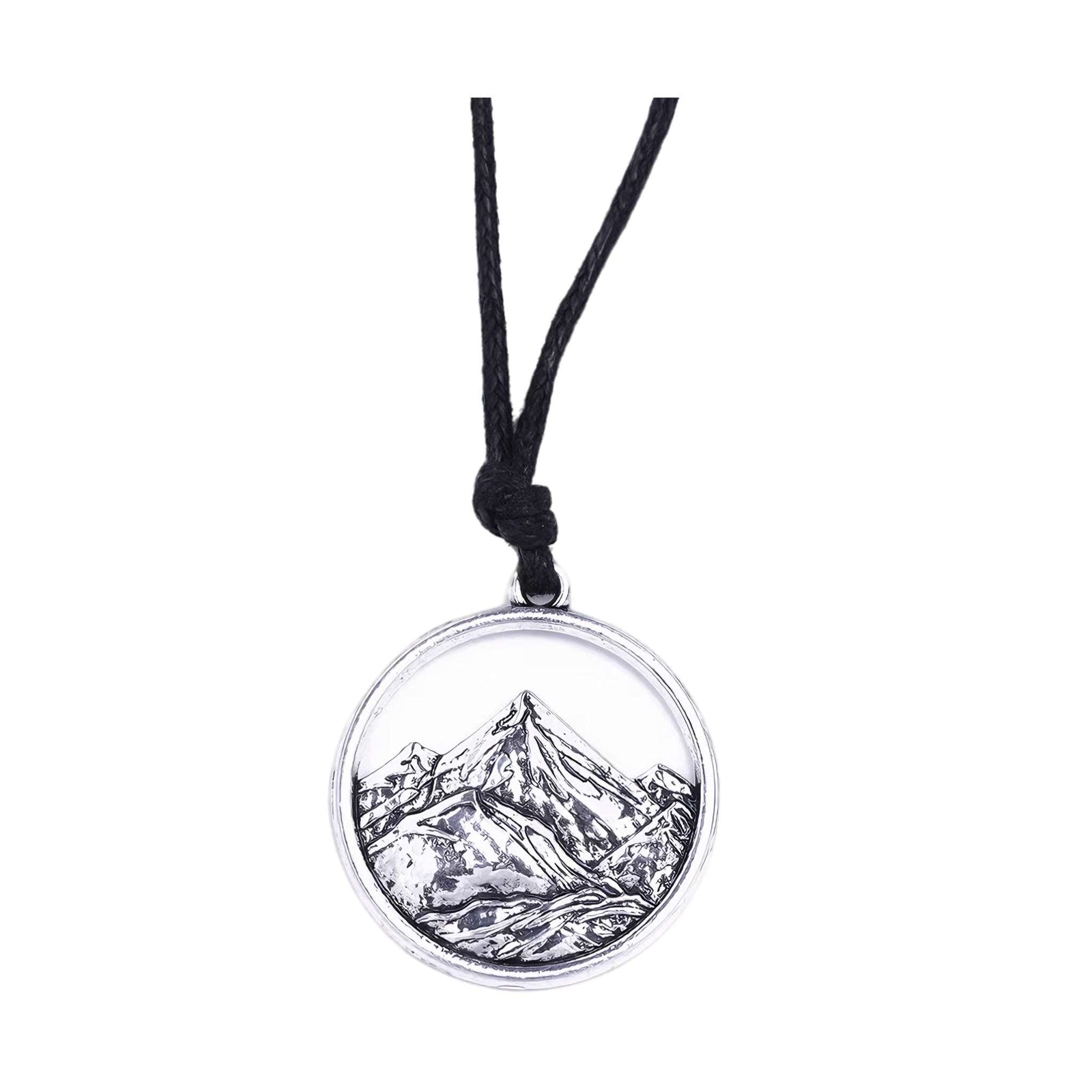 PeakLine Embossed Mountain Pendant Necklace – Silver-Tone