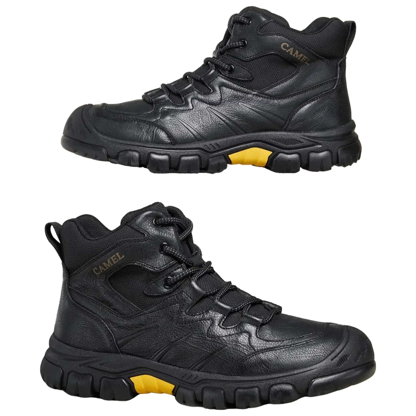 High-Top Men's Leather Hiking Boots - Durable Outdoor Trekking Shoes with Non-Slip Sole