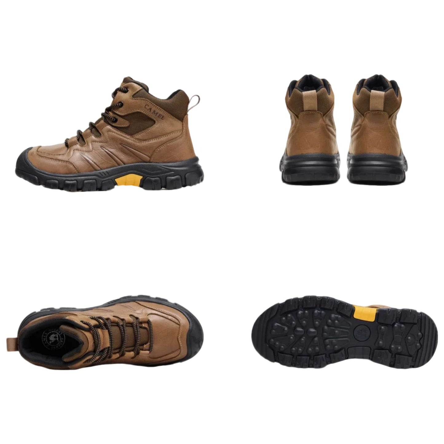 High-Top Men's Leather Hiking Boots - Durable Outdoor Trekking Shoes with Non-Slip Sole