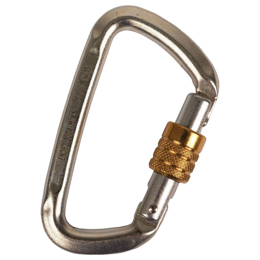 Hard Steel Modified D Key Screw Gate Carabiner - 50kN, CE Certified for Climbing Safety