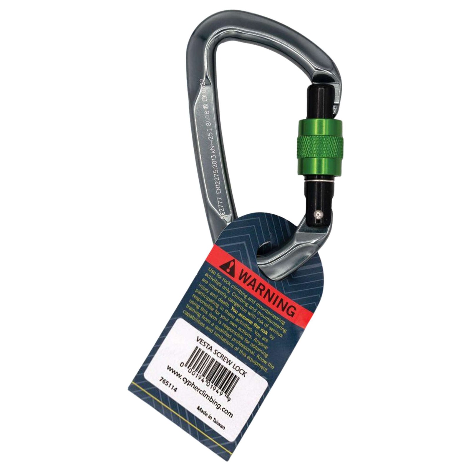 Cypher VESTA Screw Gate Carabiner - Full-Sized, Easy-Handling, CE Certified
