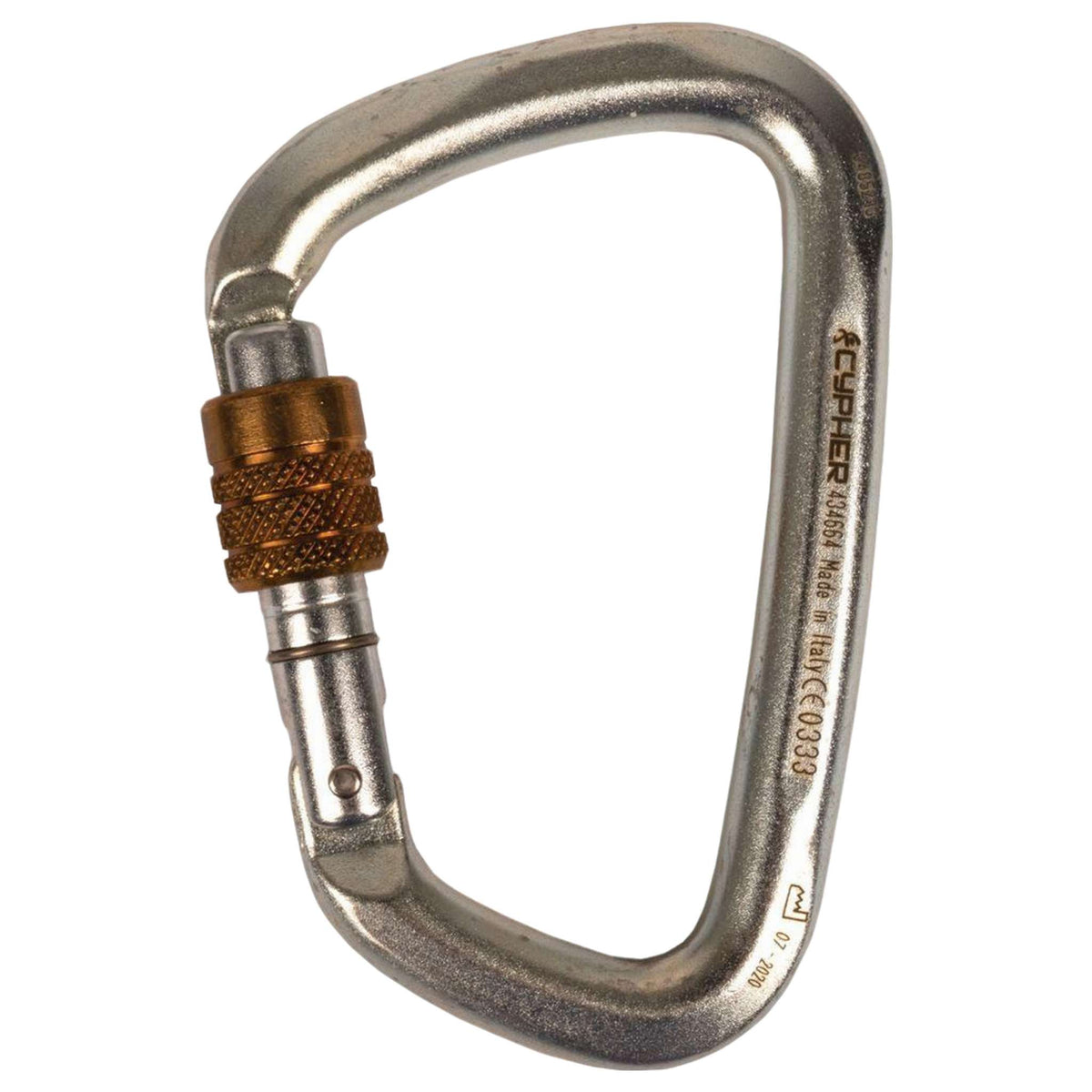 Cypher Hard Steel Large D screw-gate climbing carabiner