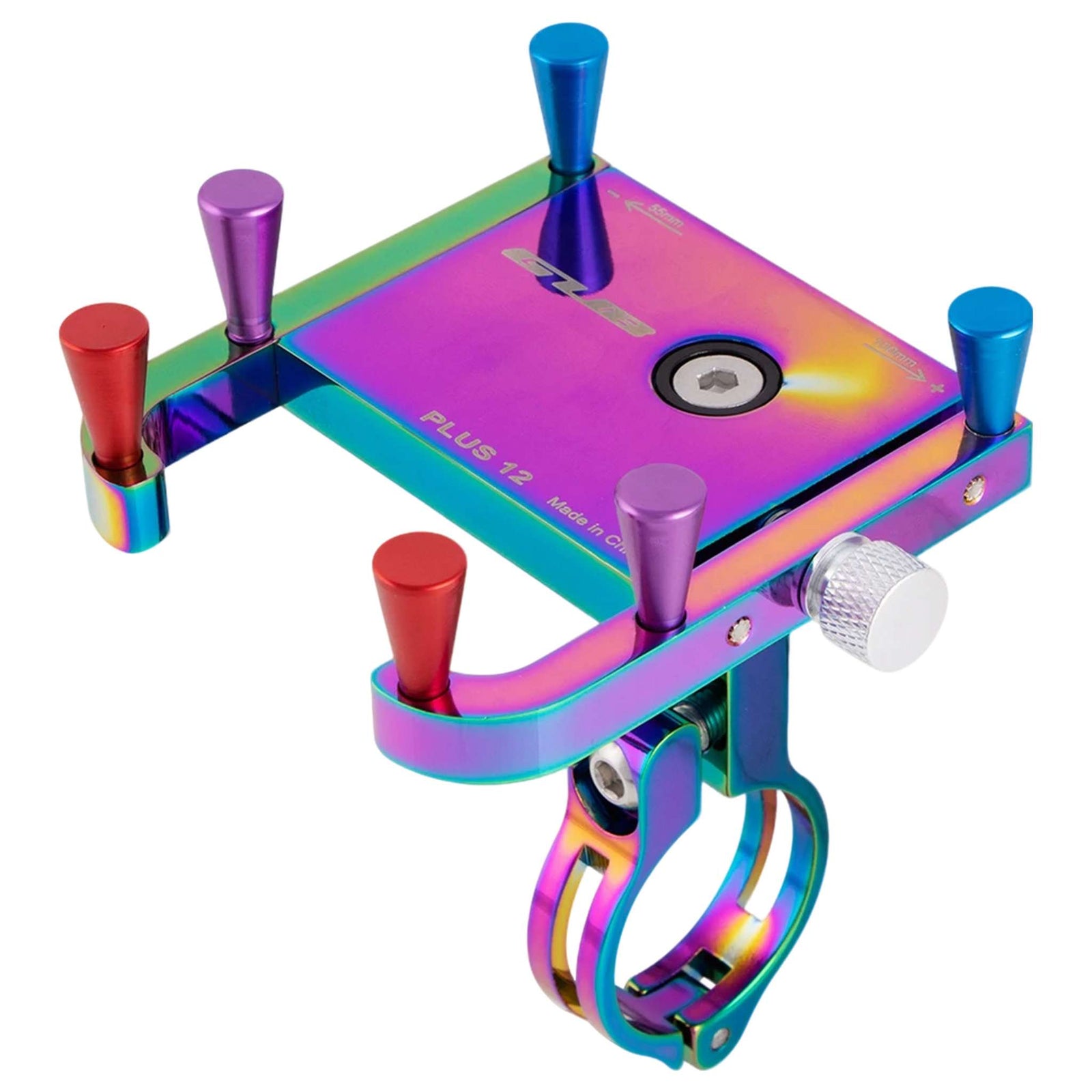 PLUS 12 Rainbow Bike Phone Mount - Vibrant Handlebar Cell Phone Holder for MTB and Road Bike Enthusiasts