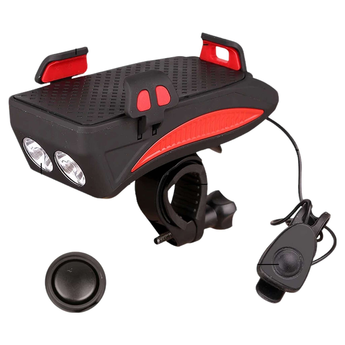 West Biking 4-in-1 bike light with phone holder, horn and power bank