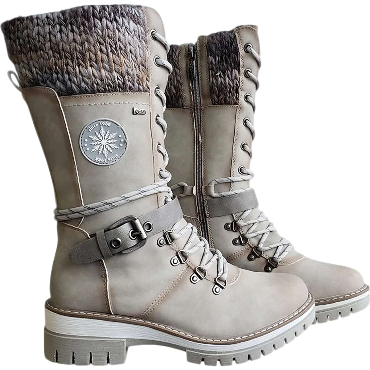 Alpex women's knitted mid-calf winter boots