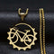 Gold Stainless Steel Bike Gear Pendant Necklace