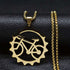 Gold Stainless Steel Bike Gear Pendant Necklace