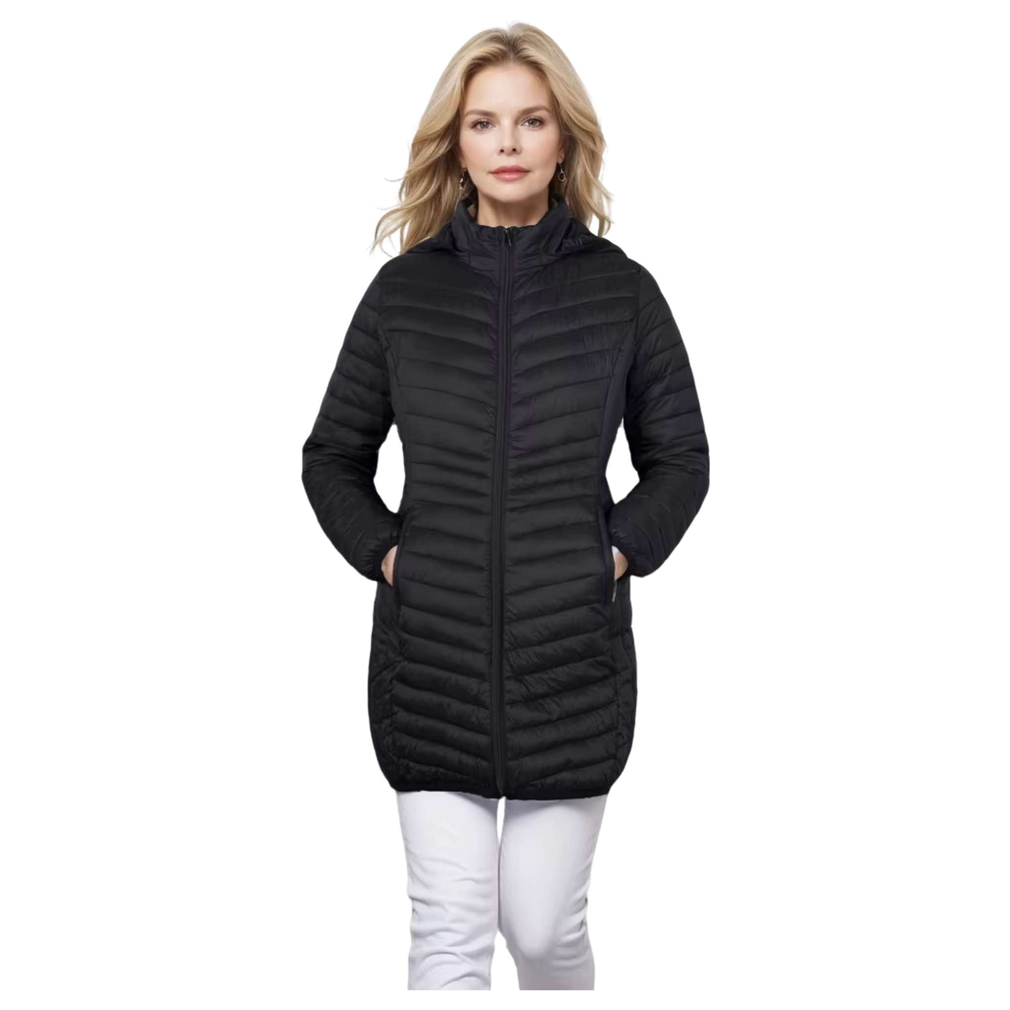 Women's Windproof UltraLight Puffer Coat with Detachable Hood