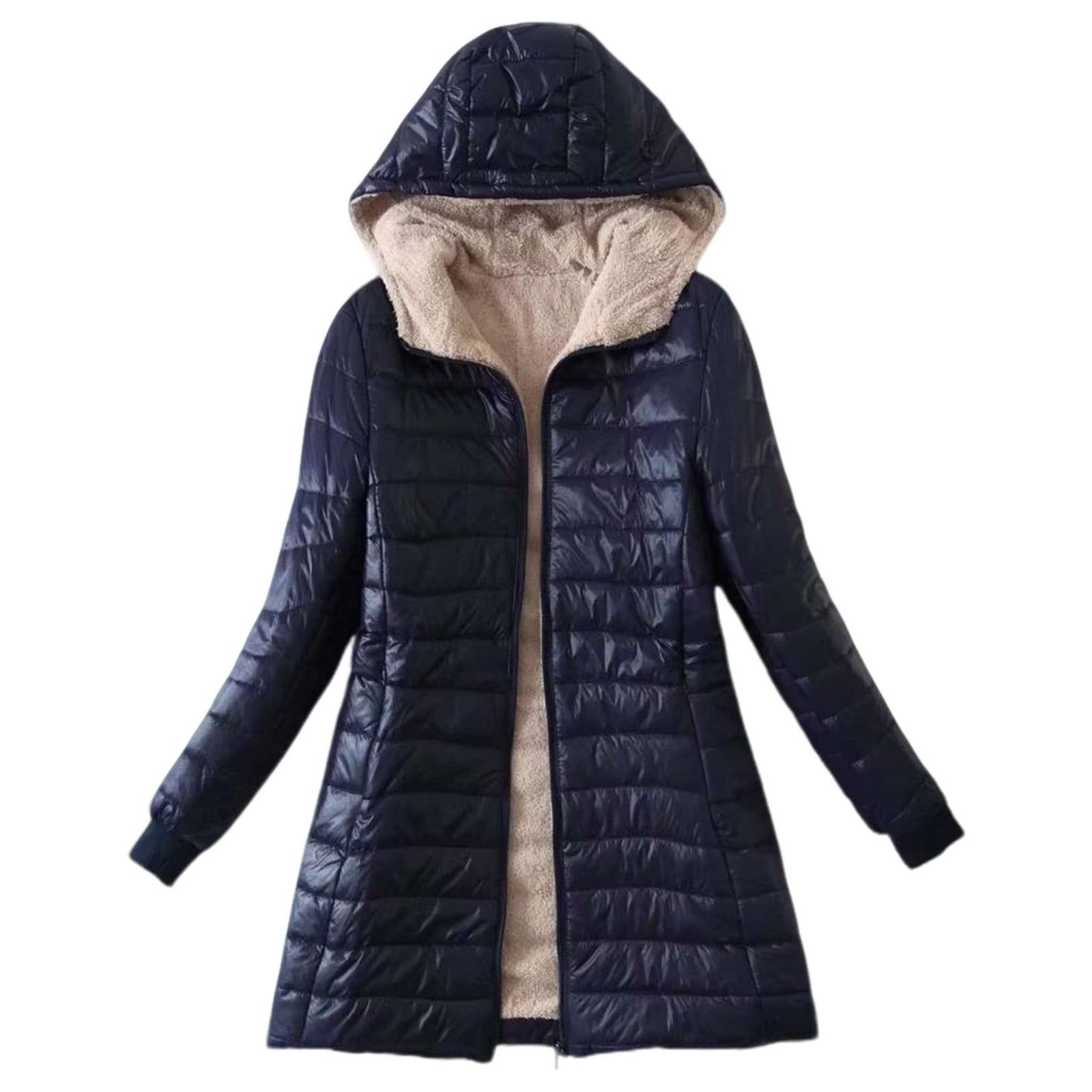 Cozy Autumn Winter Hooded Mid-length Jacket - Women's