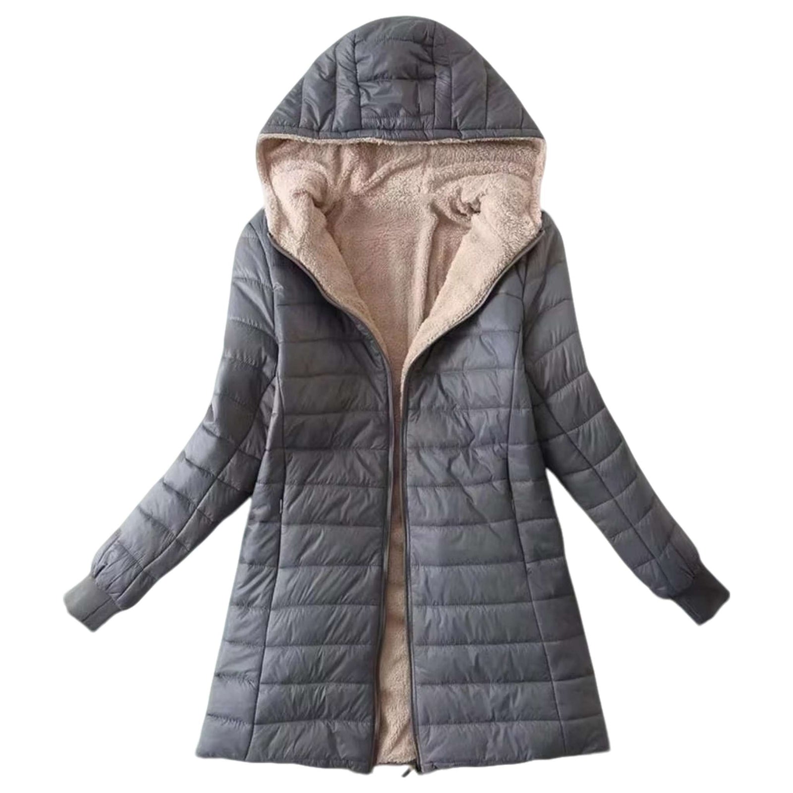 Cozy Autumn Winter Hooded Mid-length Jacket - Women's
