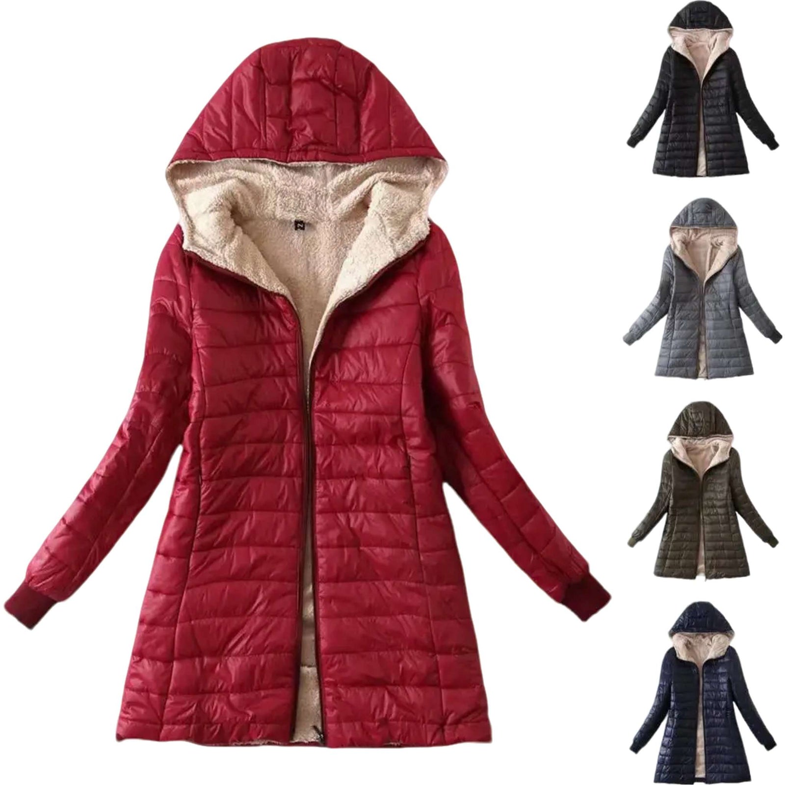 Cozy Autumn Winter Hooded Mid-length Jacket - Women's