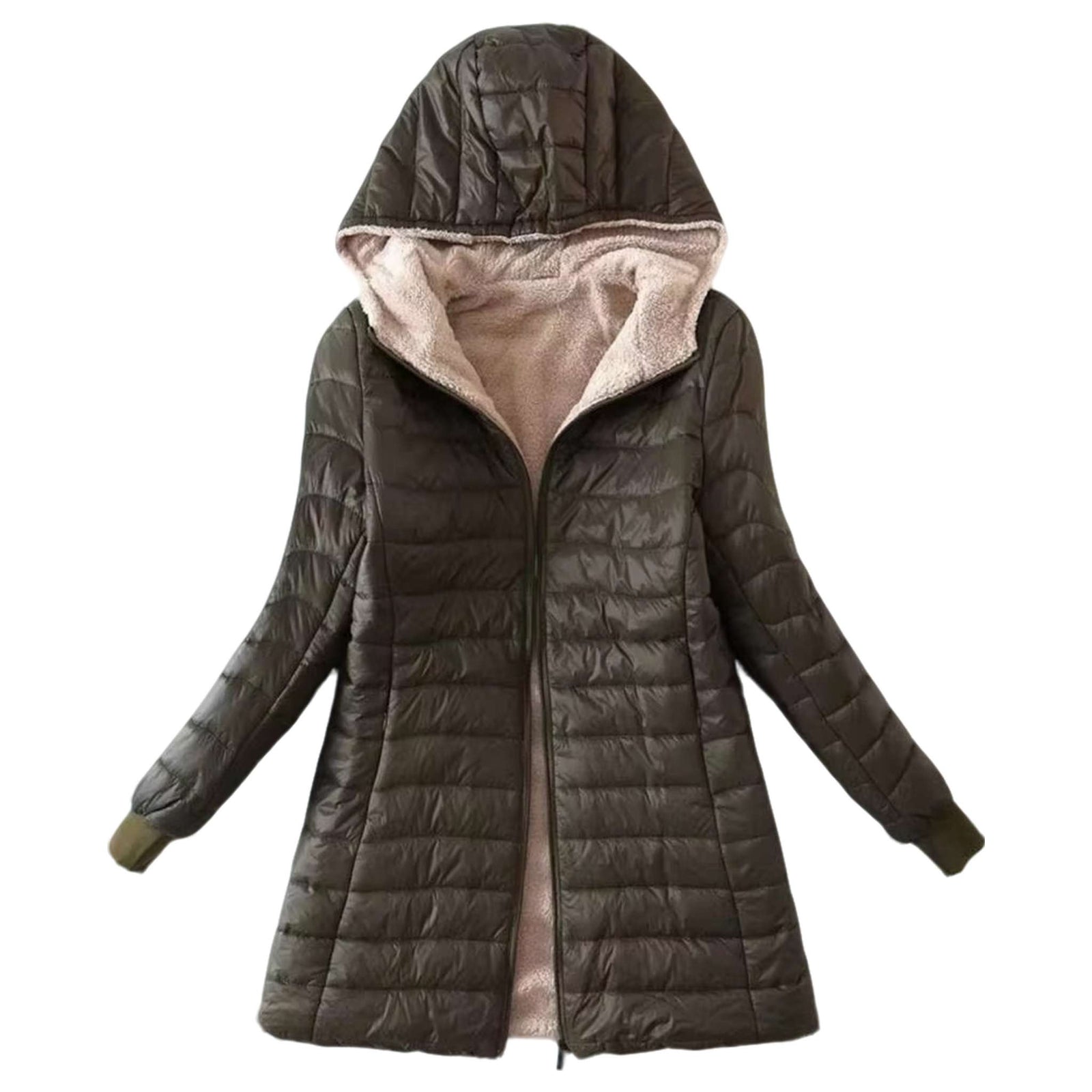 Cozy Autumn Winter Hooded Mid-length Jacket - Women's