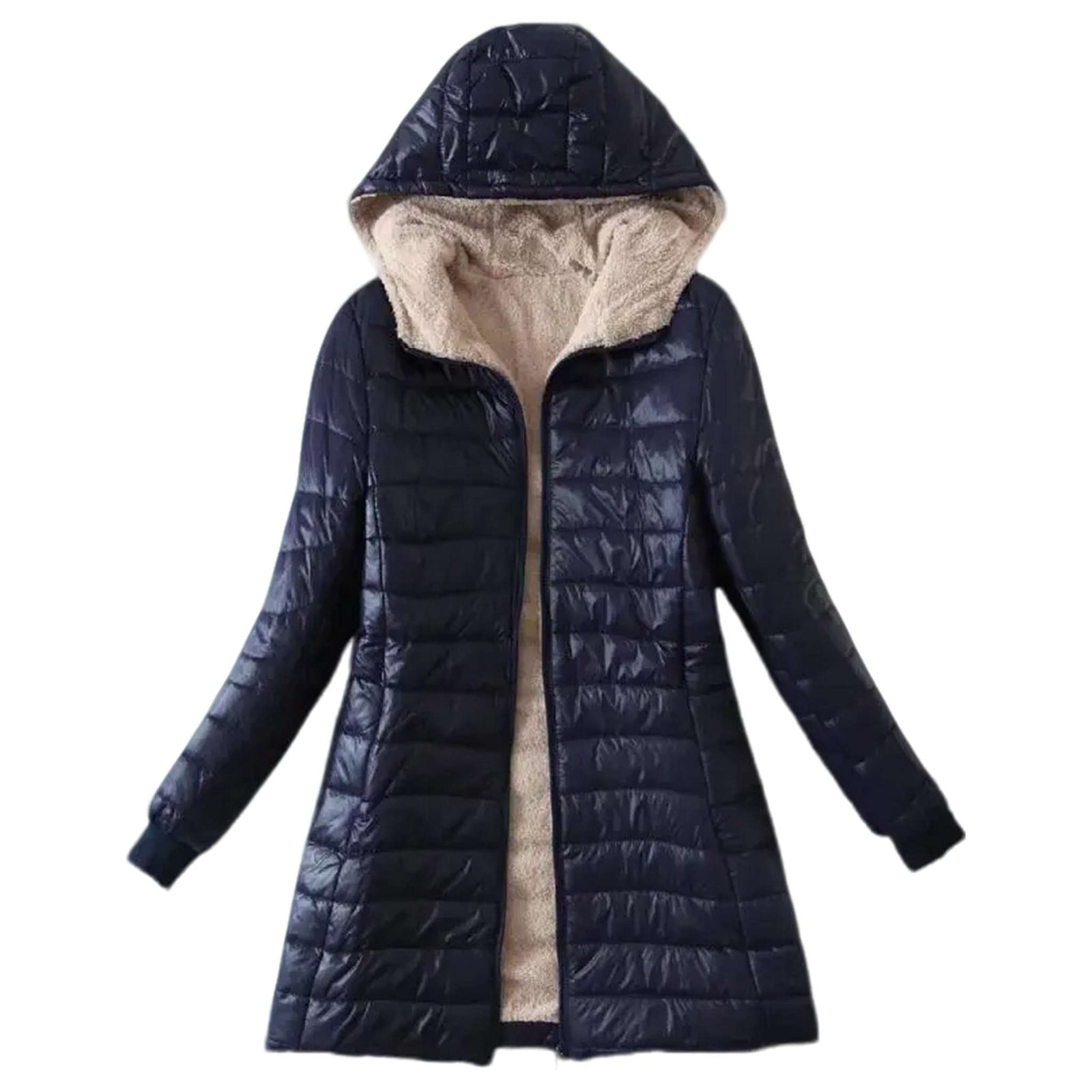 Cozy Autumn Winter Hooded Mid-length Jacket - Women's