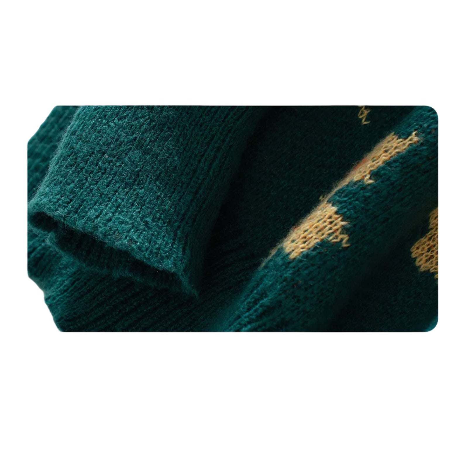 Maple Leaf Jacquard Knit Pullover Sweater - Women's