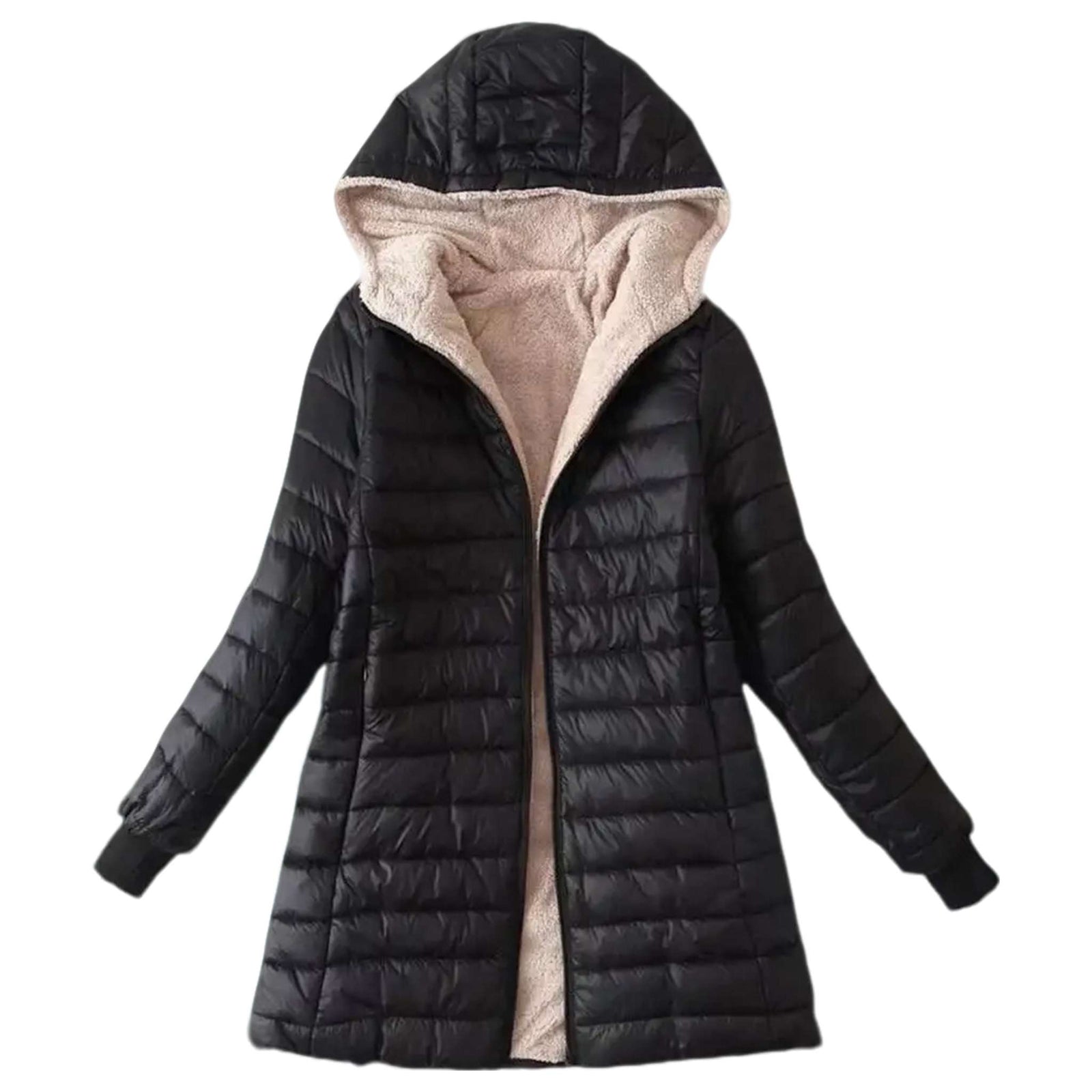 Cozy Autumn Winter Hooded Mid-length Jacket - Women's