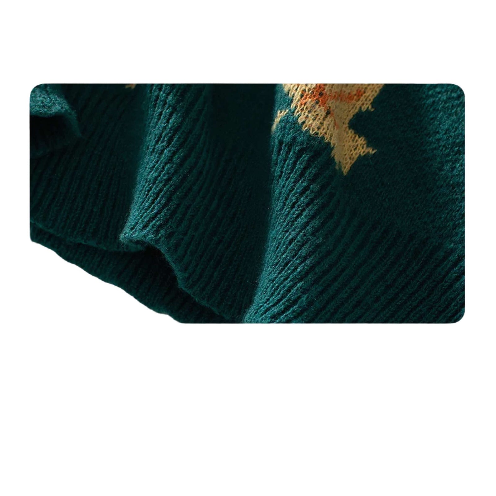 Maple Leaf Jacquard Knit Pullover Sweater - Women's