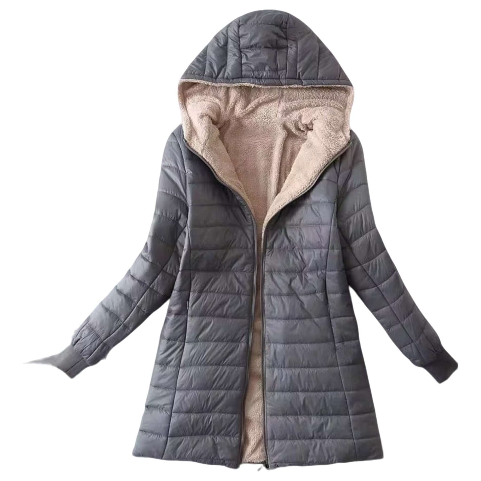 Cozy Autumn Winter Hooded Mid-length Jacket - Women's