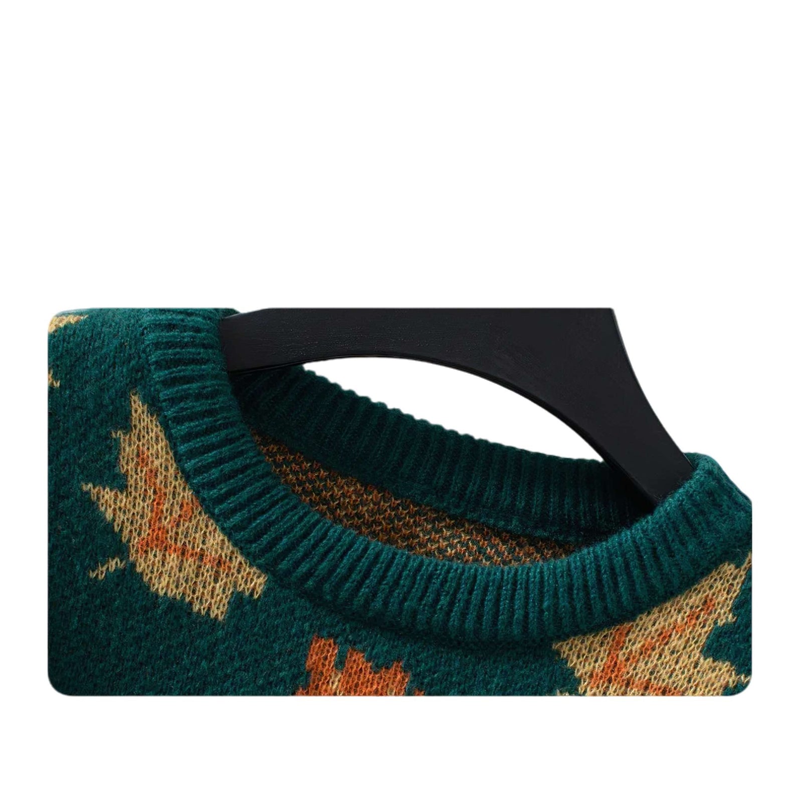 Maple Leaf Jacquard Knit Pullover Sweater - Women's