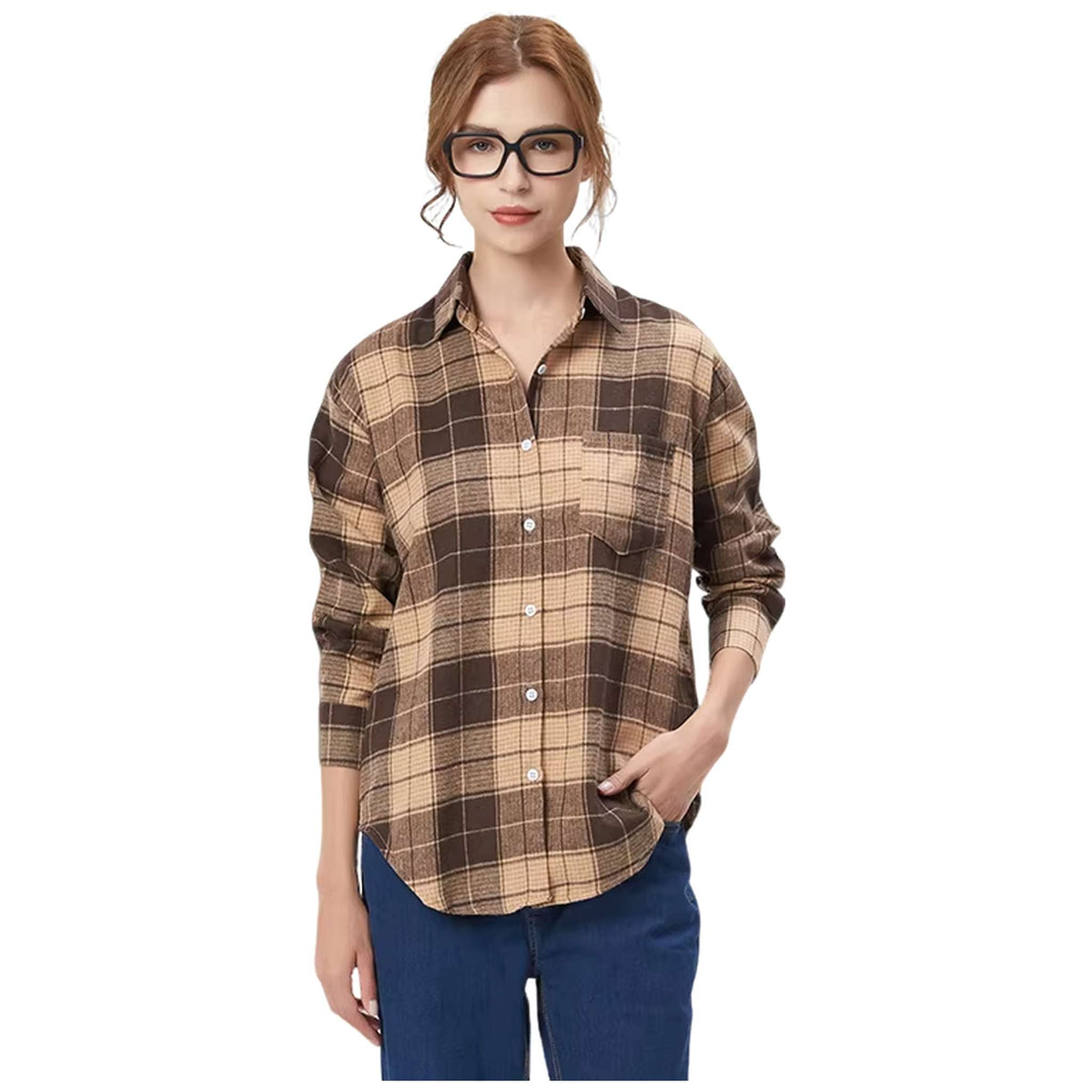 Exquisite women's flannel plaid shirt