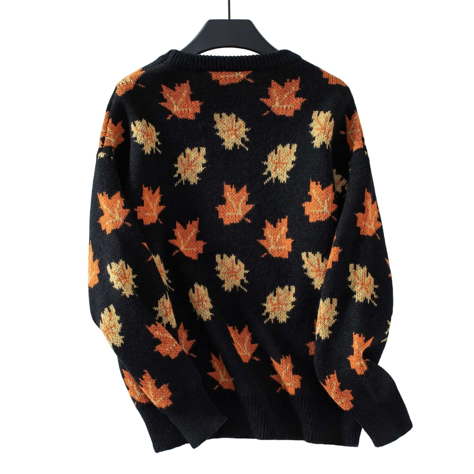 Maple Leaf Jacquard Knit Pullover Sweater - Women's