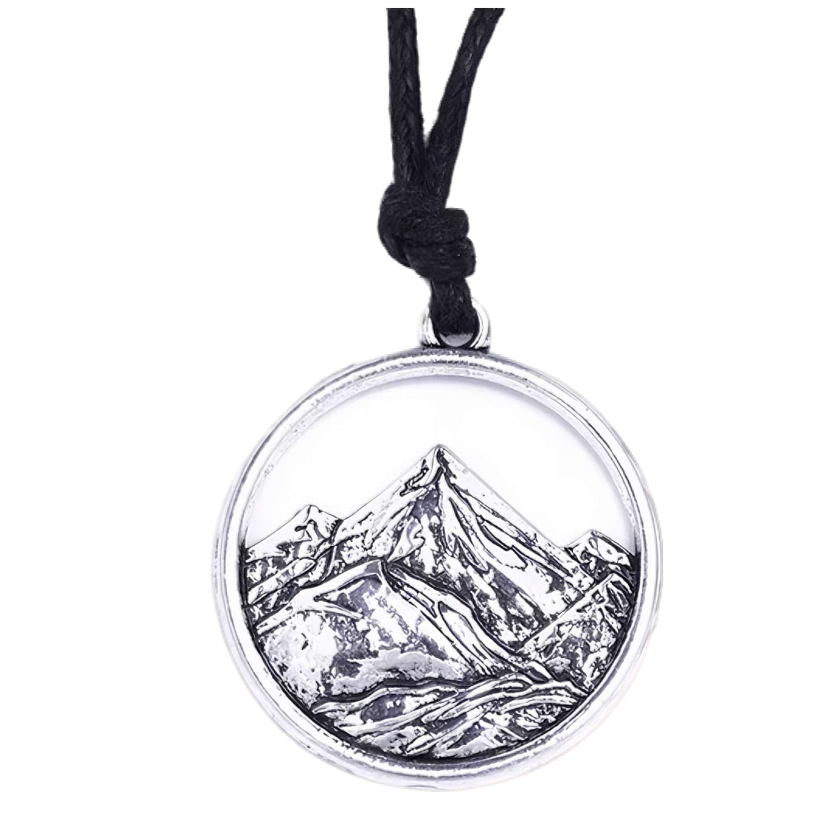 PeakLine Embossed Mountain Pendant Necklace – Silver-Tone
