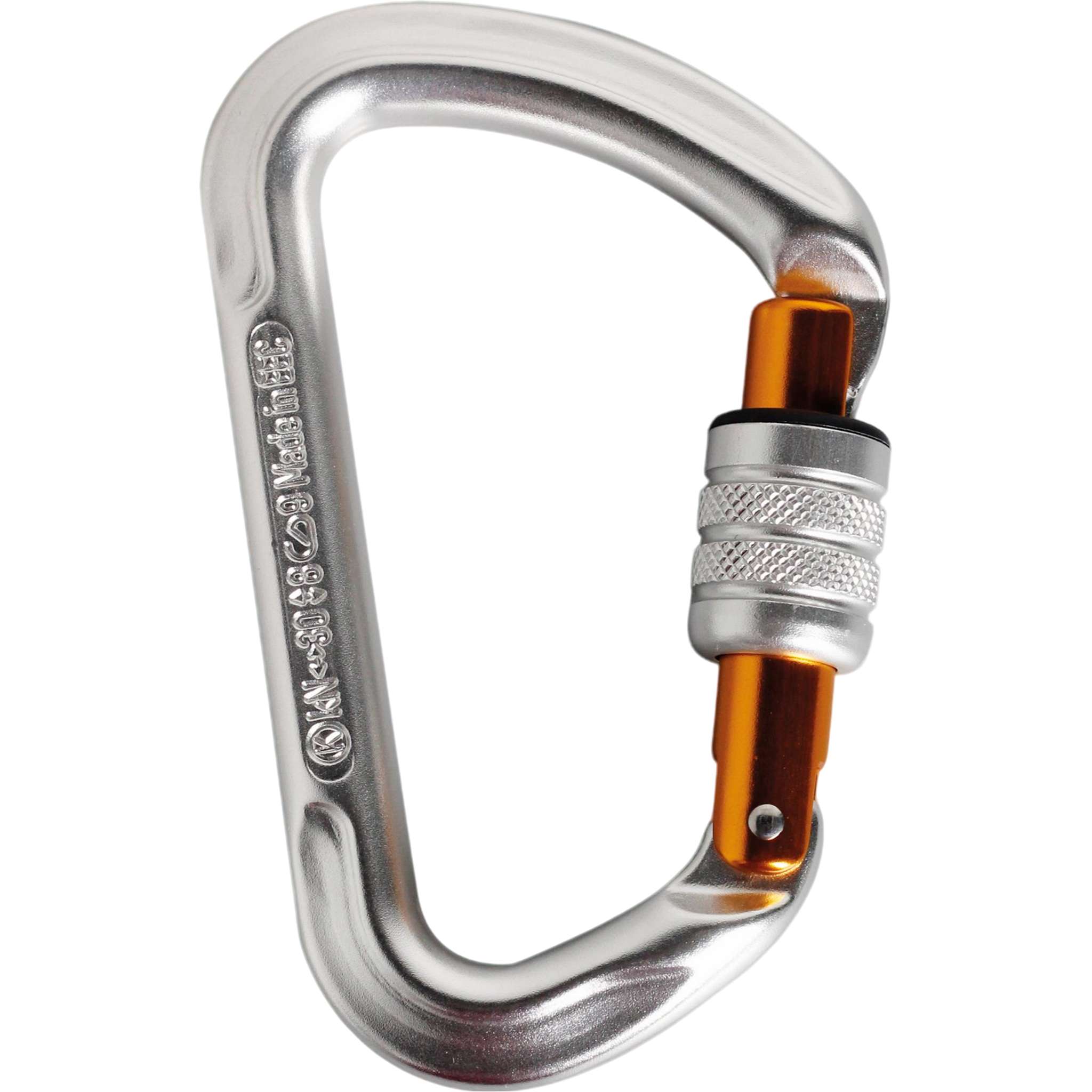 Via Ferrata Carabiner - Automatic Locking, Anodized Aluminum, Yellow