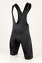 Front view of black DAREVIE DVP008 cycling bib shorts with mesh panels and broad leg bands