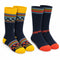 Bridgedale Blue/Yellow kids ski sock two-pack, shown as two matching pairs.