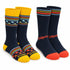 Bridgedale Blue/Yellow kids ski sock two-pack, shown as two matching pairs.