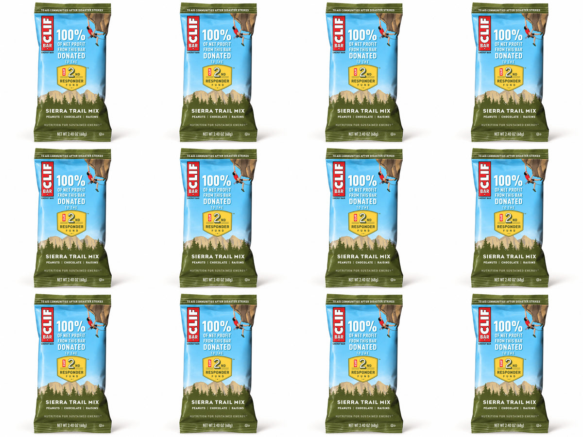 Twelve CLIF Trail Mix bars, arranged in four columns and three rows.