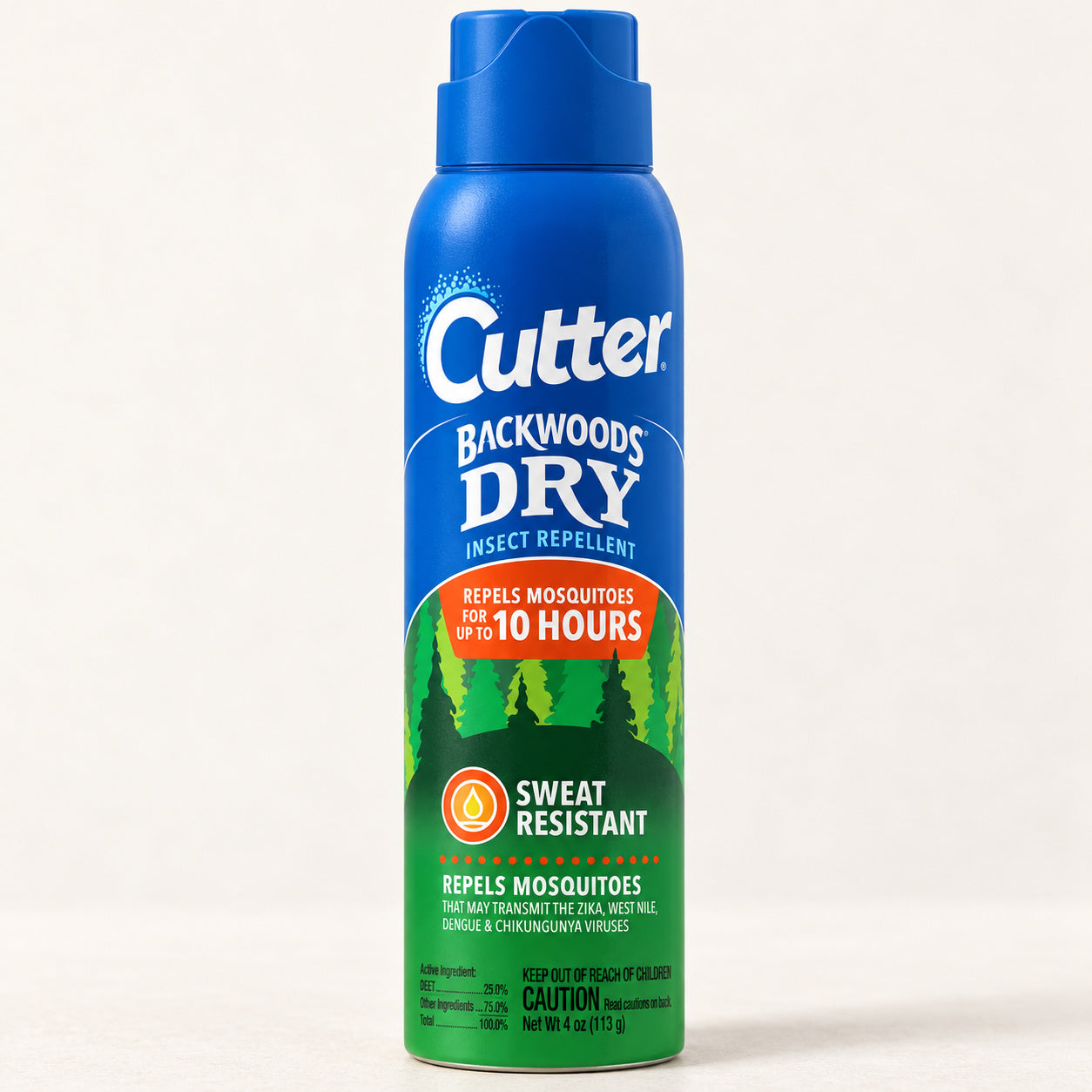 Cutter Backwoods Dry 4 oz aerosol can.