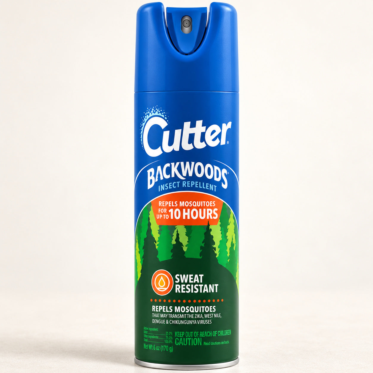 Cutter Backwoods 6 oz aerosol can.