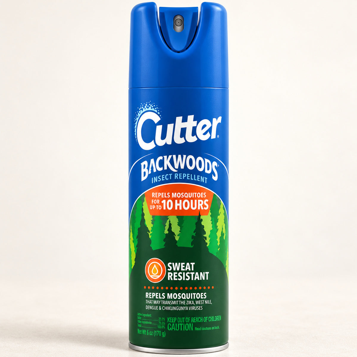 Cutter Backwoods 6 oz aerosol can.