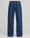 Dark-blue Maden straight-leg jeans with contrast stitching, full front view