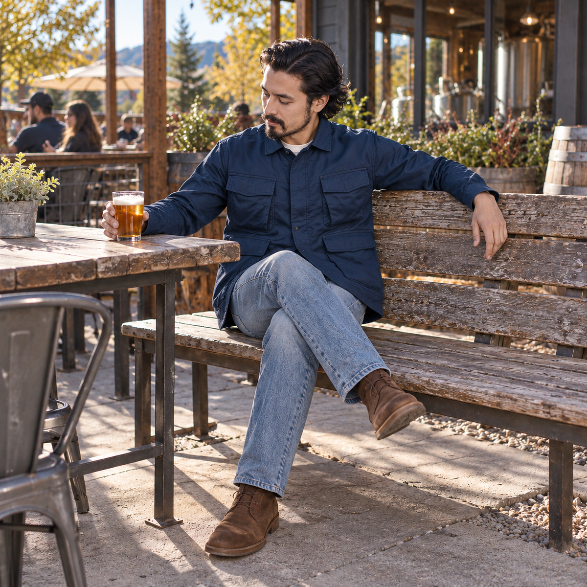 Mairuker Pinegate Shirt Jacket in an everyday mountain-town setting