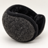 Close view of charcoal ear-warmer padding, plush lining, and folding form.