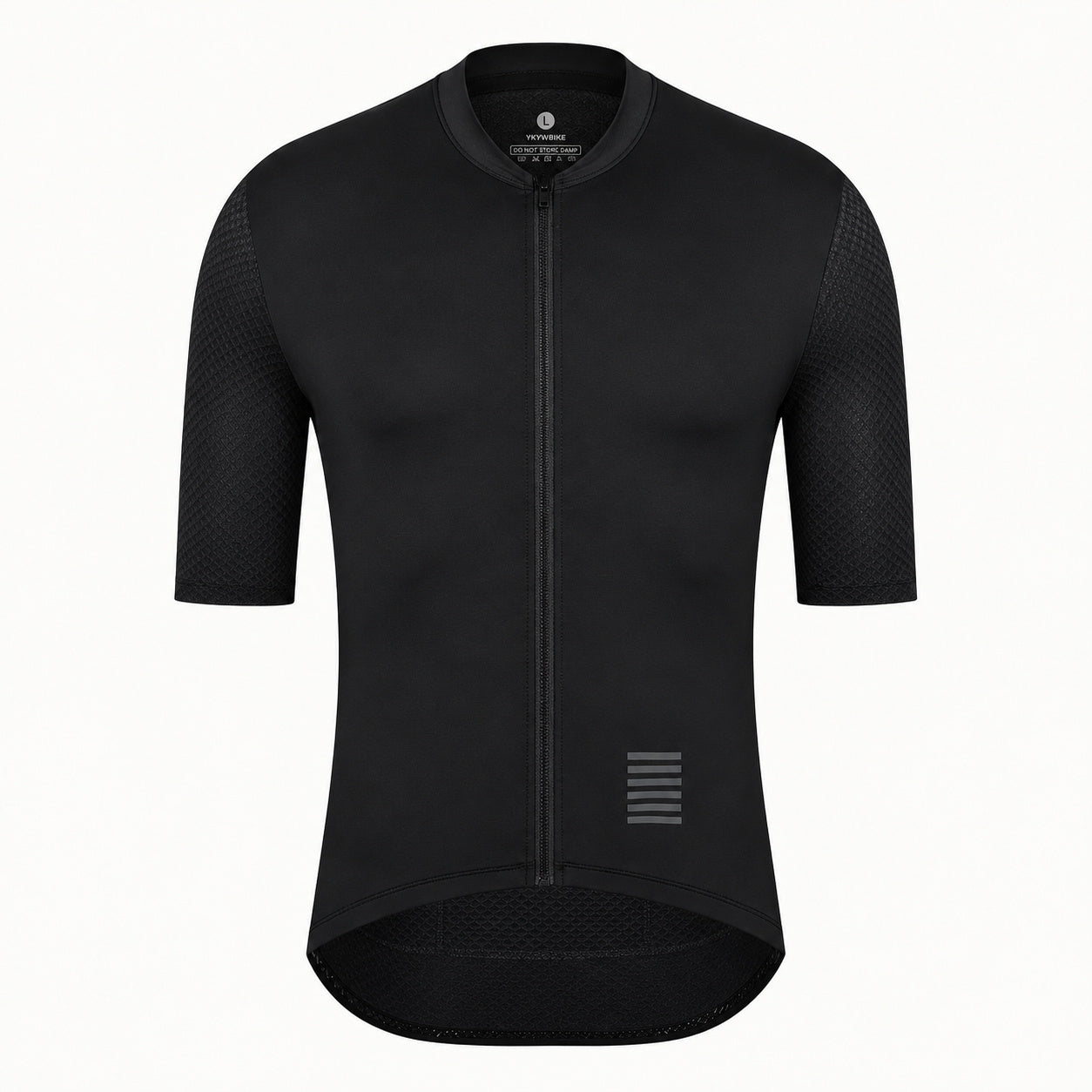 YKYWBIKE black short-sleeve cycling jersey, front view